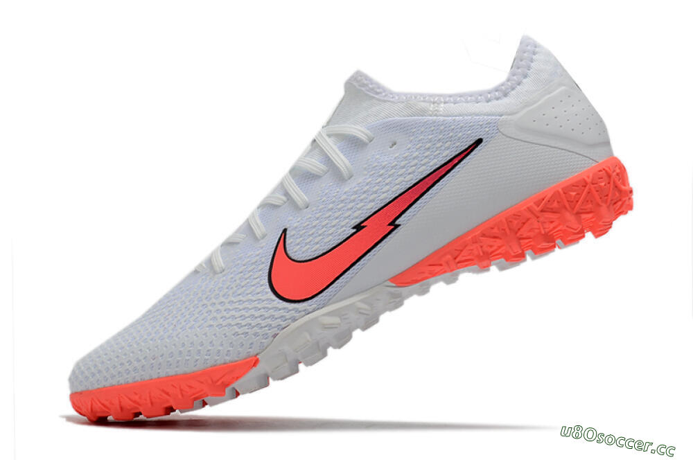 Men's Nike Mercurial Vapor 13 Pro TF Artificial Turf Low-Tops Football Shoes - White/Red 4