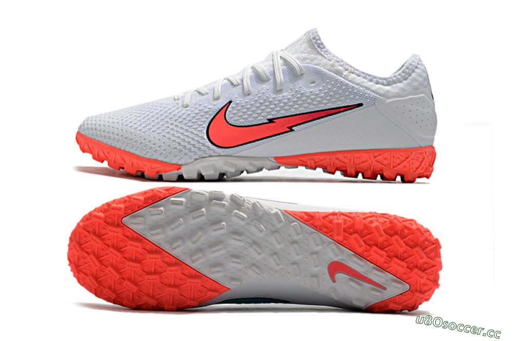 Men's Nike Mercurial Vapor 13 Pro TF Artificial Turf Low-Tops Football Shoes - White/Red 1