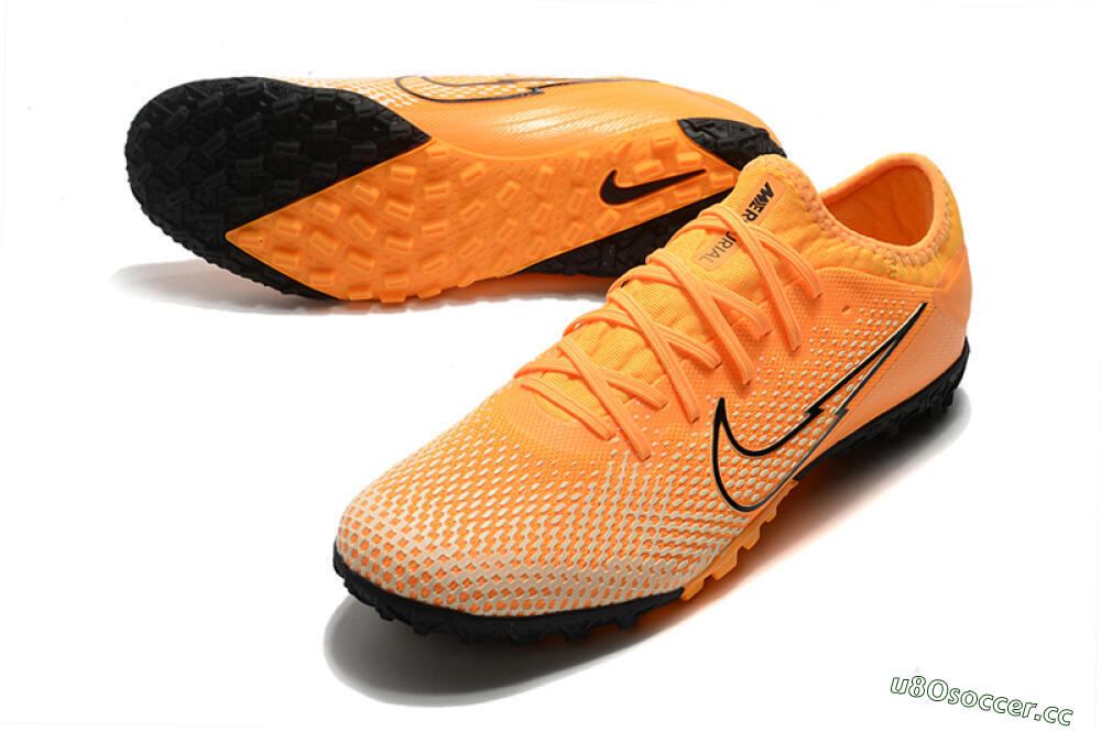 Men's Nike Mercurial Vapor 13 Pro TF Artificial Turf Low-Tops Football Shoes - Orange/Black 3