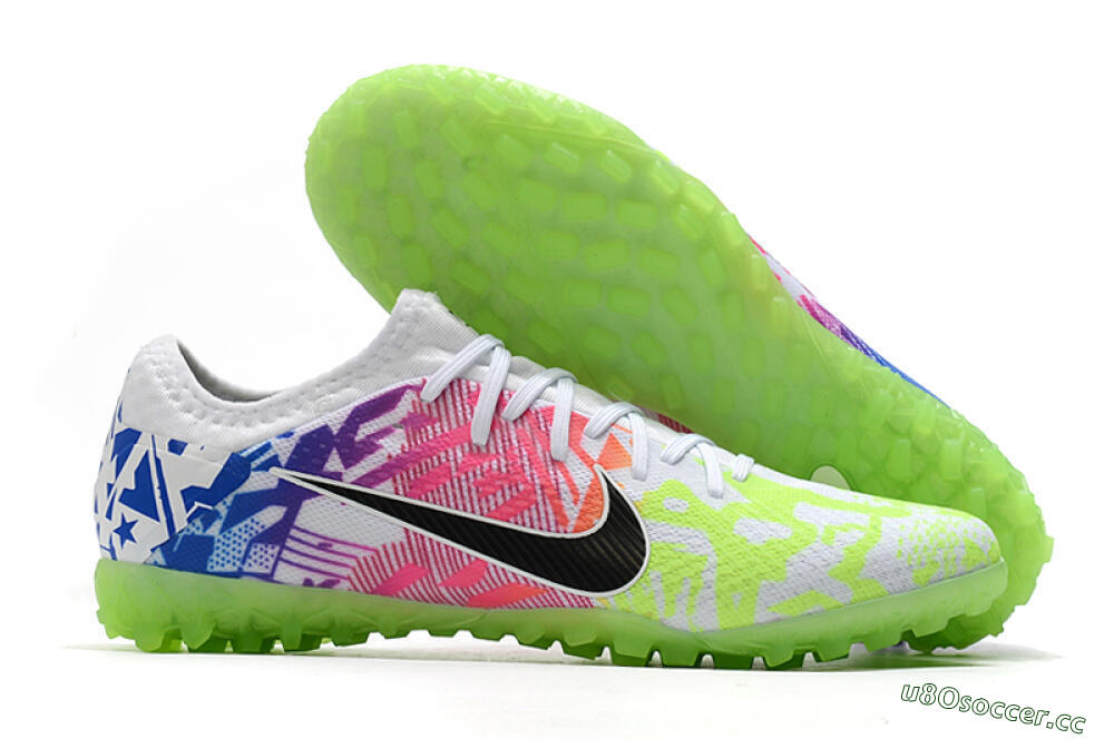 Men's Nike Mercurial Vapor 13 Pro TF Artificial Turf Low-Tops Football Shoes - White/Black/Pink/Blue 2