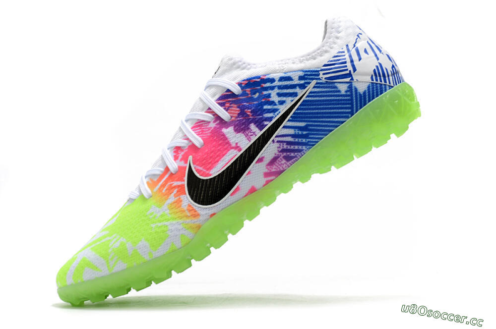Men's Nike Mercurial Vapor 13 Pro TF Artificial Turf Low-Tops Football Shoes - White/Black/Pink/Blue 5