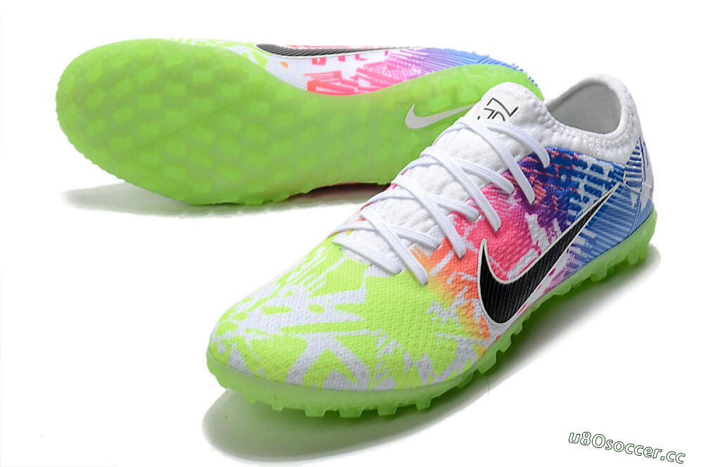 Men's Nike Mercurial Vapor 13 Pro TF Artificial Turf Low-Tops Football Shoes - White/Black/Pink/Blue 3