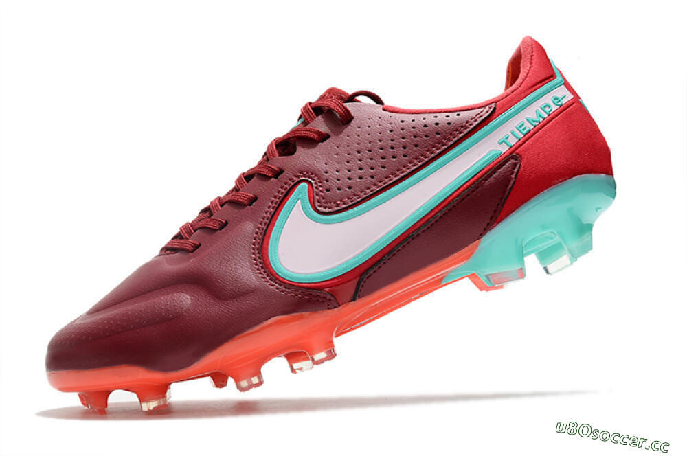 Men's Nike Tiempo Legend 9 Elite FG Firm Ground Low-Tops Football Boots - Red/Jade/White 5