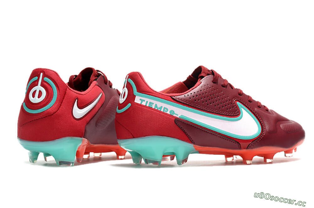 Men's Nike Tiempo Legend 9 Elite FG Firm Ground Low-Tops Football Boots - Red/Jade/White 6