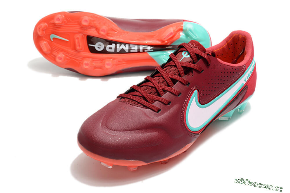 Men's Nike Tiempo Legend 9 Elite FG Firm Ground Low-Tops Football Boots - Red/Jade/White 3