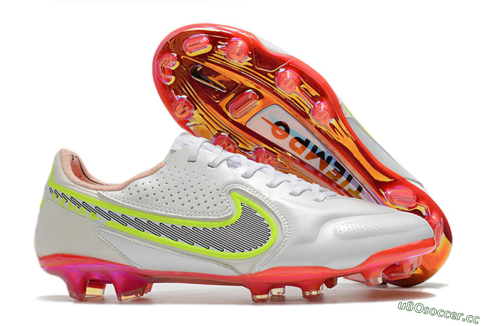 Men's Nike Tiempo Legend 9 Elite FG Firm Ground Low-Tops Football Boots - White/Yellow/Black/Gold 2