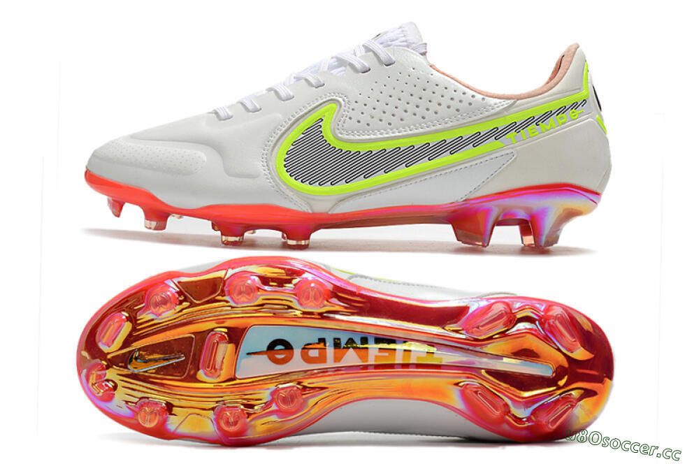 Men's Nike Tiempo Legend 9 Elite FG Firm Ground Low-Tops Football Boots - White/Yellow/Black/Gold 1