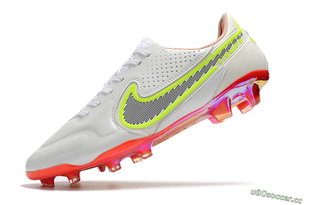 Men's Nike Tiempo Legend 9 Elite FG Firm Ground Low-Tops Football Boots - White/Yellow/Black/Gold 5