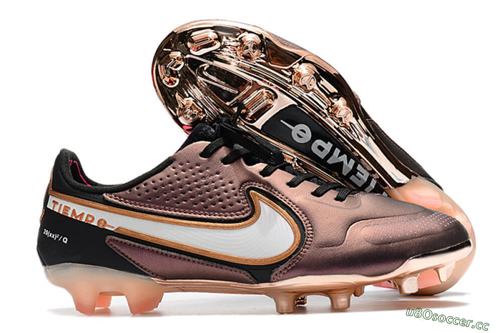 Men's Nike Tiempo Legend 9 Elite FG Firm Ground Low-Tops Football Boots - Gold/White/Black 2