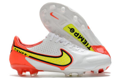 Men's Nike Tiempo Legend 9 Elite FG Firm Ground Low-Tops Football Boots - White/Yellow/Red