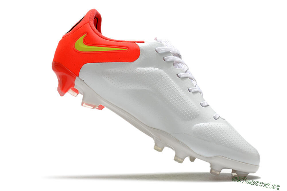Men's Nike Tiempo Legend 9 Elite FG Firm Ground Low-Tops Football Boots - White/Yellow/Red 4