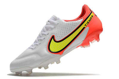 Men's Nike Tiempo Legend 9 Elite FG Firm Ground Low-Tops Football Boots - White/Yellow/Red