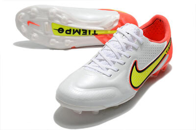 Men's Nike Tiempo Legend 9 Elite FG Firm Ground Low-Tops Football Boots - White/Yellow/Red