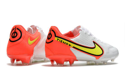 Men's Nike Tiempo Legend 9 Elite FG Firm Ground Low-Tops Football Boots - White/Yellow/Red