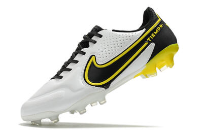 Men's Nike Tiempo Legend 9 Elite FG Firm Ground Low-Tops Football Boots - White/Yellow/Black
