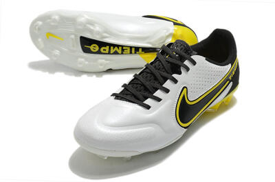 Men's Nike Tiempo Legend 9 Elite FG Firm Ground Low-Tops Football Boots - White/Yellow/Black