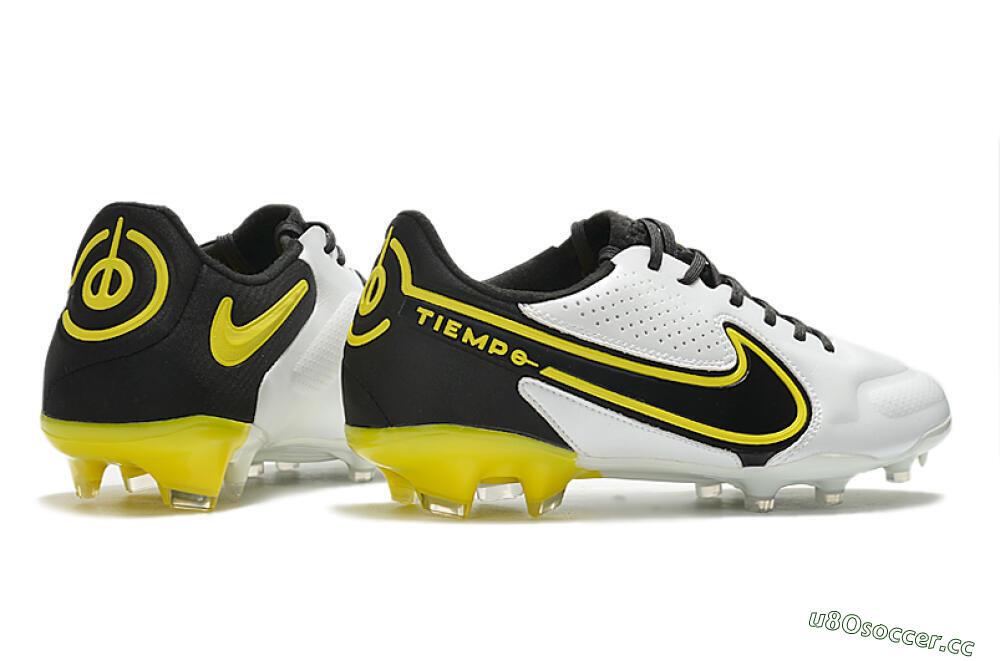 Men's Nike Tiempo Legend 9 Elite FG Firm Ground Low-Tops Football Boots - White/Yellow/Black 6