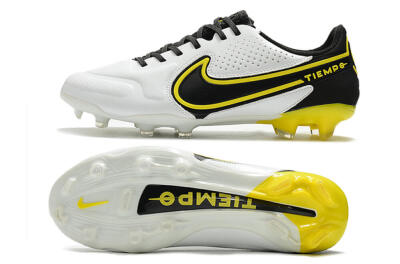 Men's Nike Tiempo Legend 9 Elite FG Firm Ground Low-Tops Football Boots - White/Yellow/Black