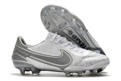 Men's Nike Tiempo Legend 9 Elite FG Firm Ground Low-Tops Football Boots - White/Grey/Silver