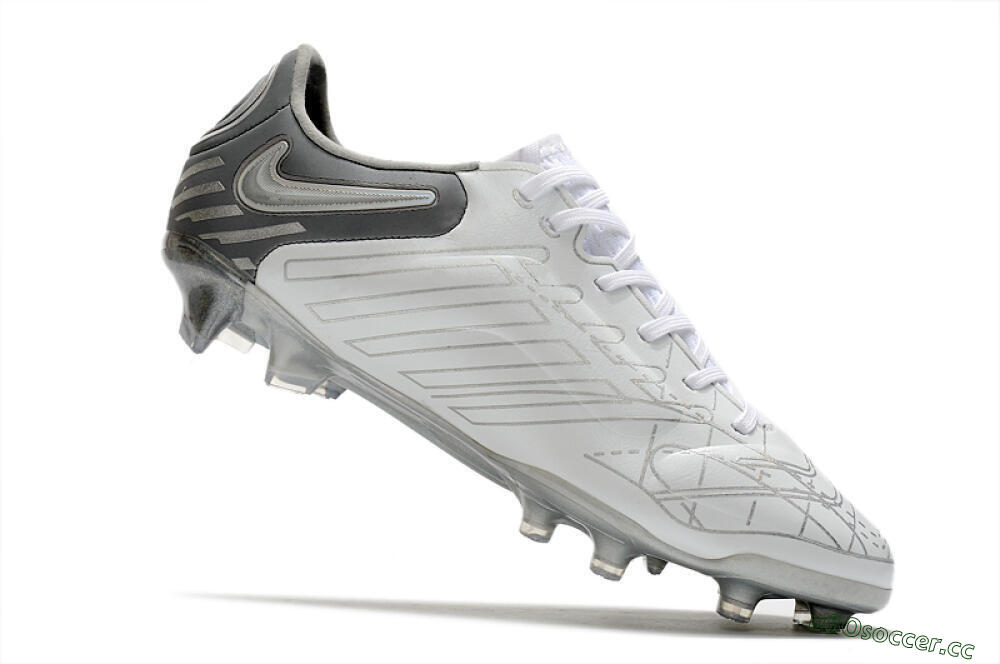 Men's Nike Tiempo Legend 9 Elite FG Firm Ground Low-Tops Football Boots - White/Grey/Silver 4