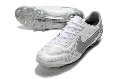 Men's Nike Tiempo Legend 9 Elite FG Firm Ground Low-Tops Football Boots - White/Grey/Silver
