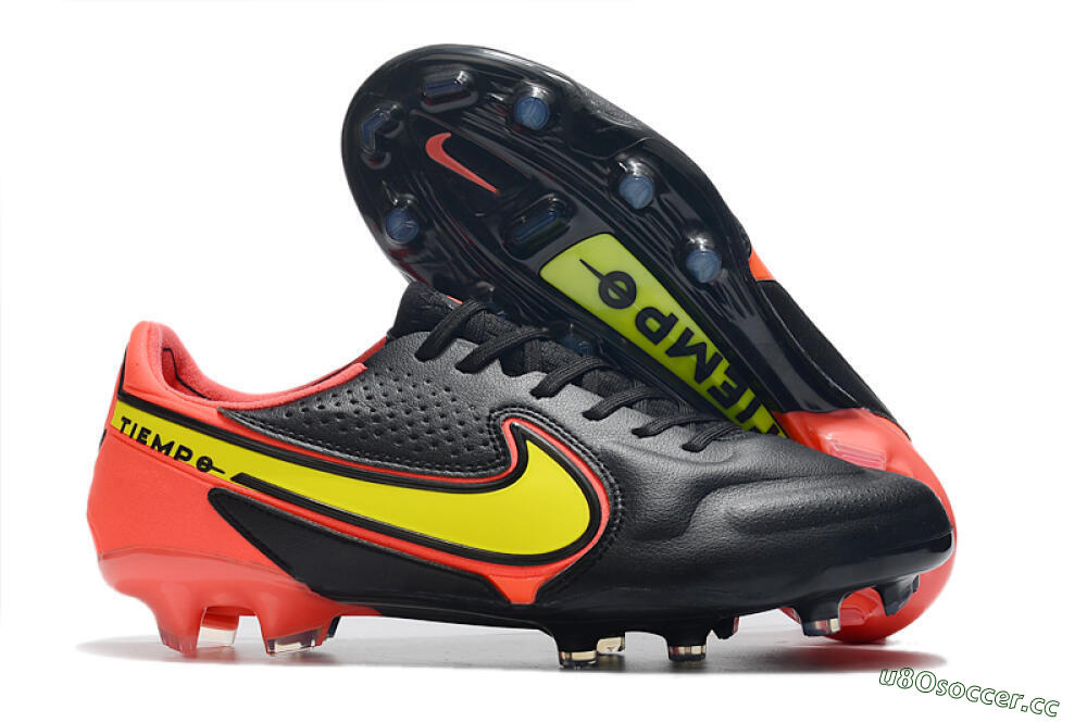 Men's Nike Tiempo Legend 9 Elite FG Firm Ground Low-Tops Football Boots - Black/Yellow/Red 2