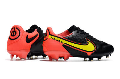 Men's Nike Tiempo Legend 9 Elite FG Firm Ground Low-Tops Football Boots - Black/Yellow/Red