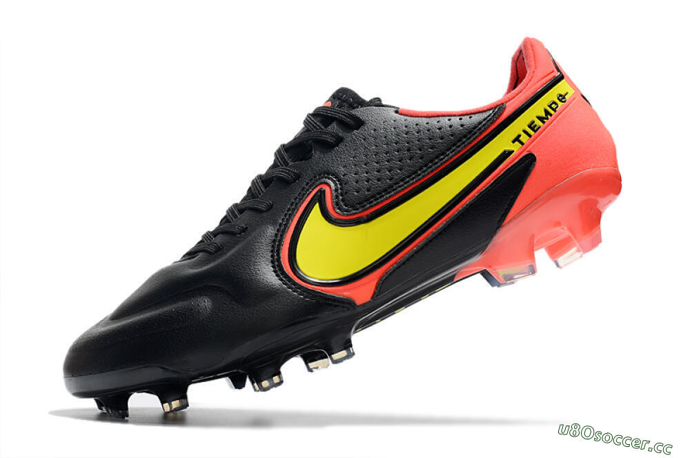 Men's Nike Tiempo Legend 9 Elite FG Firm Ground Low-Tops Football Boots - Black/Yellow/Red 5