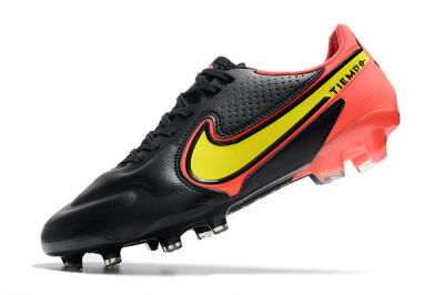 Men's Nike Tiempo Legend 9 Elite FG Firm Ground Low-Tops Football Boots - Black/Yellow/Red