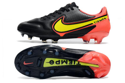Men's Nike Tiempo Legend 9 Elite FG Firm Ground Low-Tops Football Boots - Black/Yellow/Red