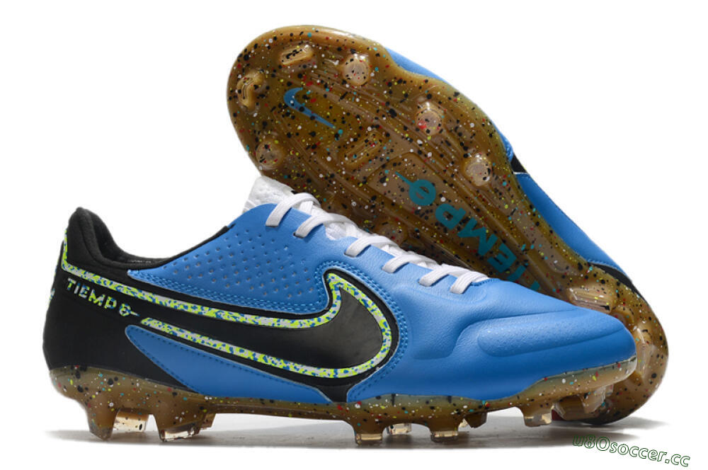 Men's Nike Tiempo Legend 9 Elite FG Firm Ground Low-Tops Football Boots - Blue/Yellow/Black 2