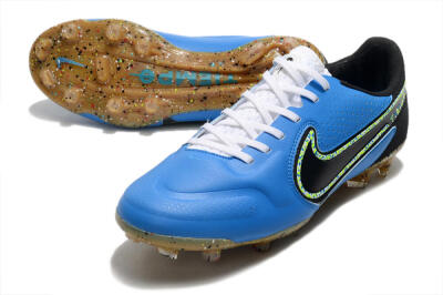 Men's Nike Tiempo Legend 9 Elite FG Firm Ground Low-Tops Football Boots - Blue/Yellow/Black