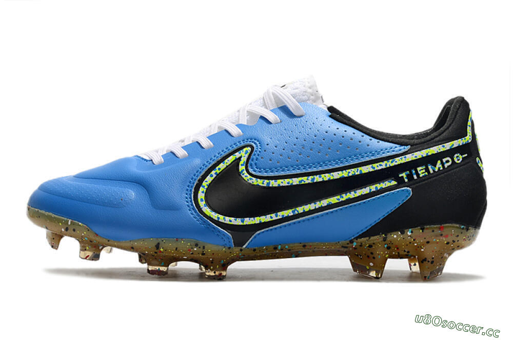 Men's Nike Tiempo Legend 9 Elite FG Firm Ground Low-Tops Football Boots - Blue/Yellow/Black 0
