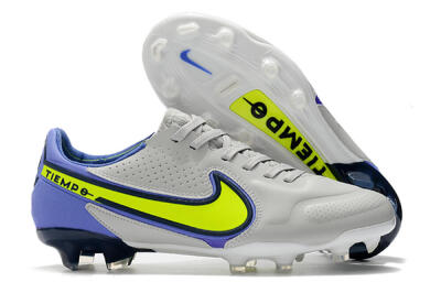 Men's Nike Tiempo Legend 9 Elite FG Firm Ground Low-Tops Football Boots - White/Yellow/Blue