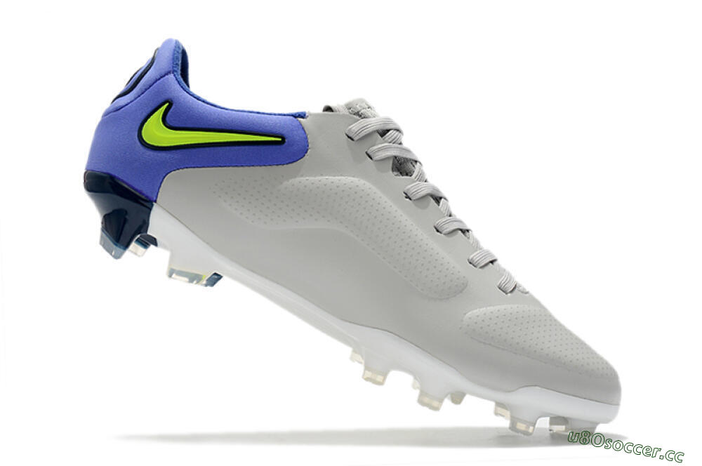 Men's Nike Tiempo Legend 9 Elite FG Firm Ground Low-Tops Football Boots - White/Yellow/Blue 4