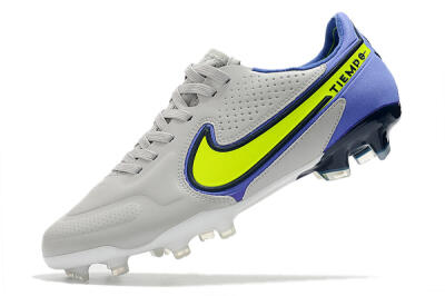 Men's Nike Tiempo Legend 9 Elite FG Firm Ground Low-Tops Football Boots - White/Yellow/Blue