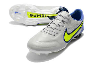 Men's Nike Tiempo Legend 9 Elite FG Firm Ground Low-Tops Football Boots - White/Yellow/Blue