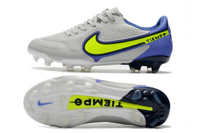 Men's Nike Tiempo Legend 9 Elite FG Firm Ground Low-Tops Football Boots - White/Yellow/Blue
