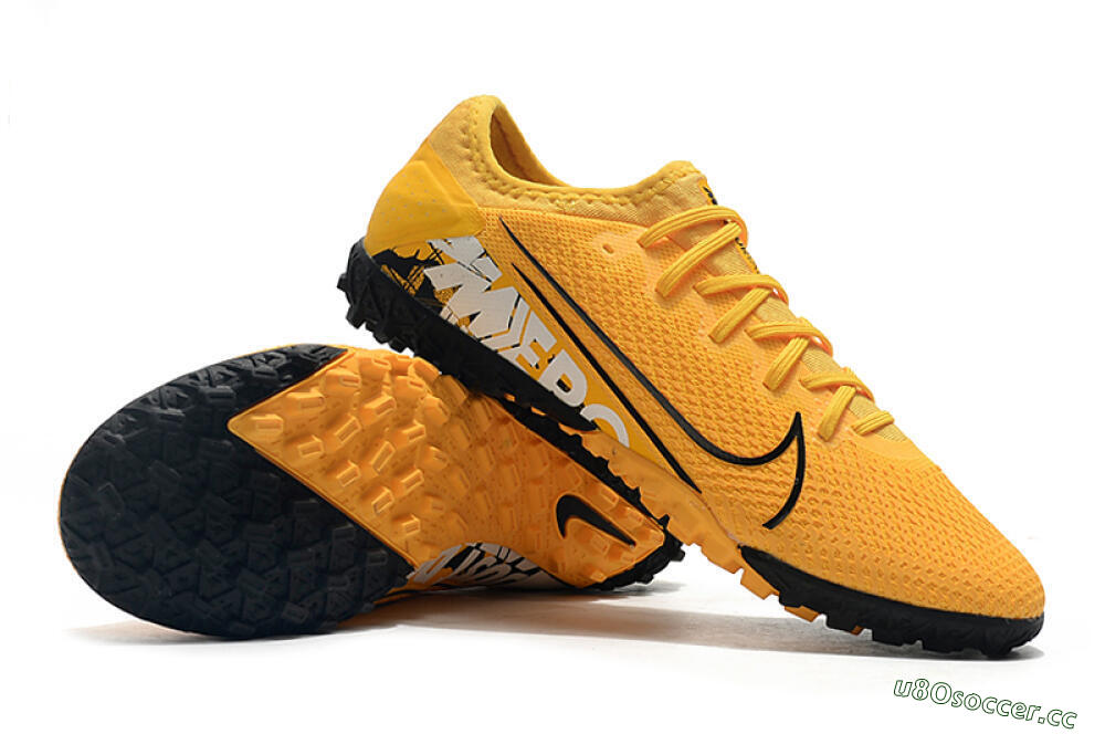Men's Nike Mercurial Vapor 13 Pro TF Artificial Turf Low-Tops Football Shoes - Yellow/Black/White 4