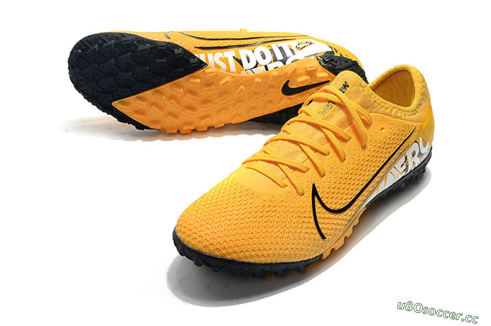 Men's Nike Mercurial Vapor 13 Pro TF Artificial Turf Low-Tops Football Shoes - Yellow/Black/White 3