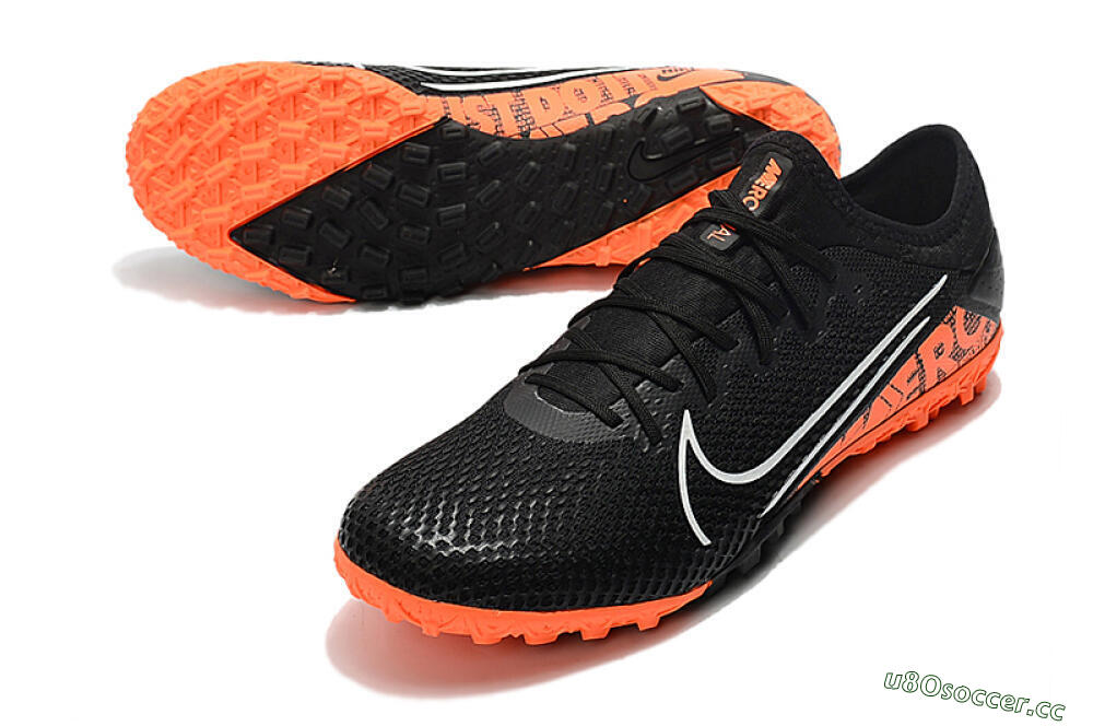 Men's Nike Mercurial Vapor 13 Pro TF Artificial Turf Low-Tops Football Shoes - Black/White/Red 3