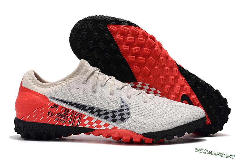 Men's Nike Mercurial Vapor 13 Pro TF Artificial Turf Low-Tops Football Shoes - White/Black/Red 2