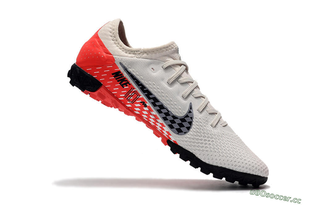 Men's Nike Mercurial Vapor 13 Pro TF Artificial Turf Low-Tops Football Shoes - White/Black/Red 5