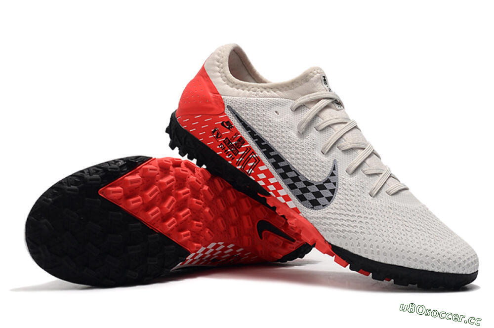 Men's Nike Mercurial Vapor 13 Pro TF Artificial Turf Low-Tops Football Shoes - White/Black/Red 7