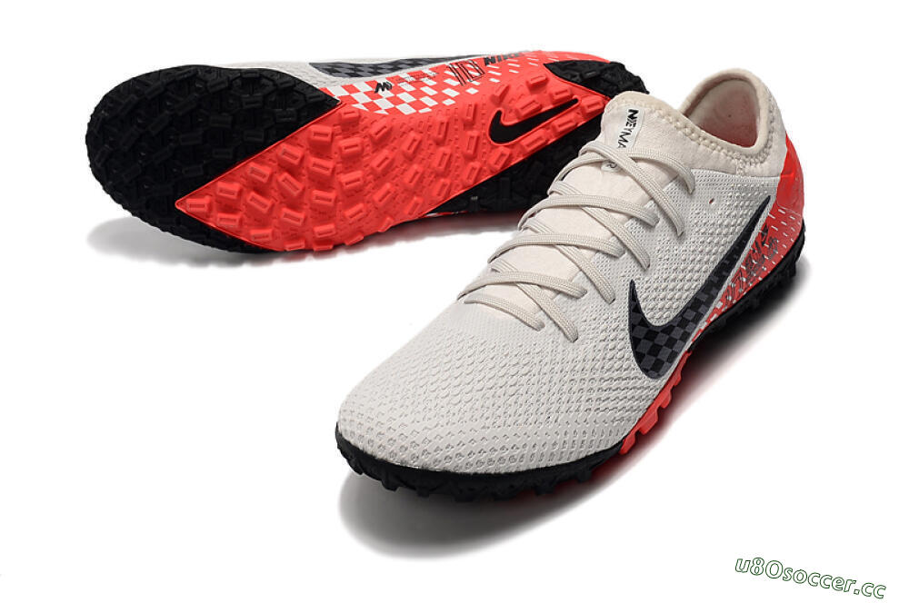 Men's Nike Mercurial Vapor 13 Pro TF Artificial Turf Low-Tops Football Shoes - White/Black/Red 3