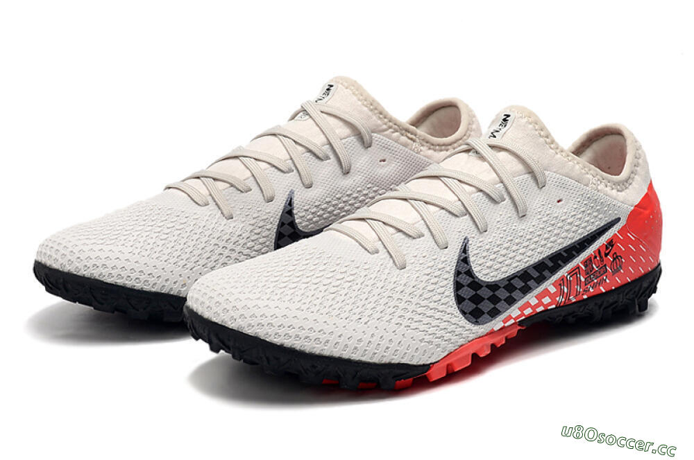Men's Nike Mercurial Vapor 13 Pro TF Artificial Turf Low-Tops Football Shoes - White/Black/Red 8