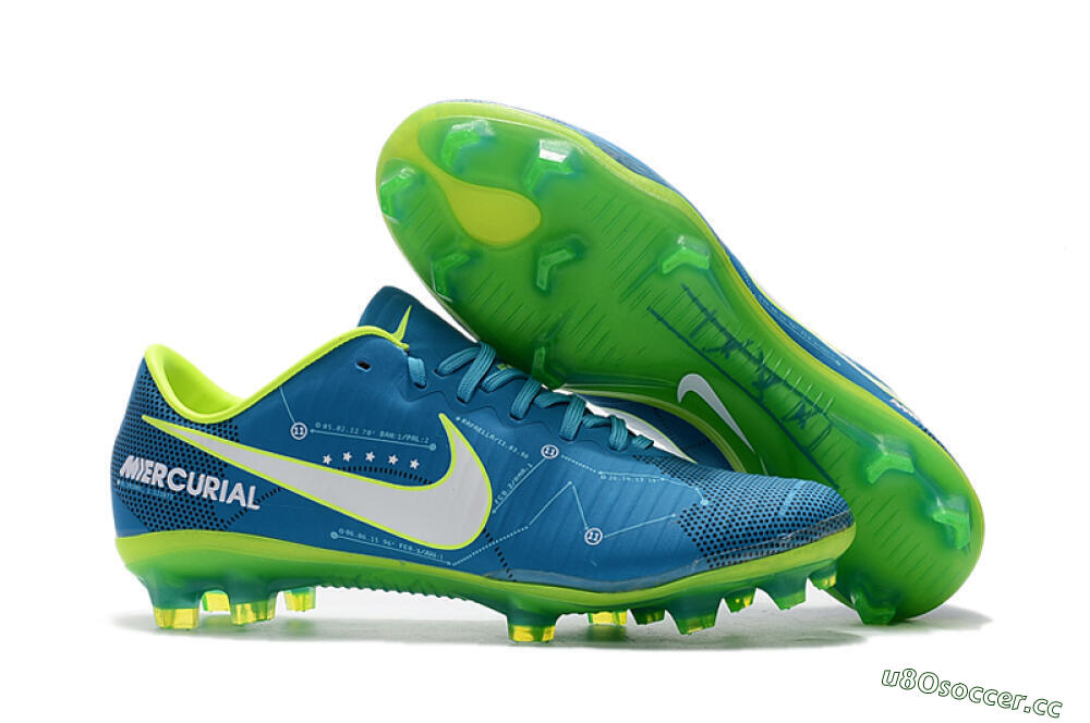 Women's Nike Mercurial Vapor 11 FG Firm Ground Low-Tops Football Boots - Blue/Yellow/White 2