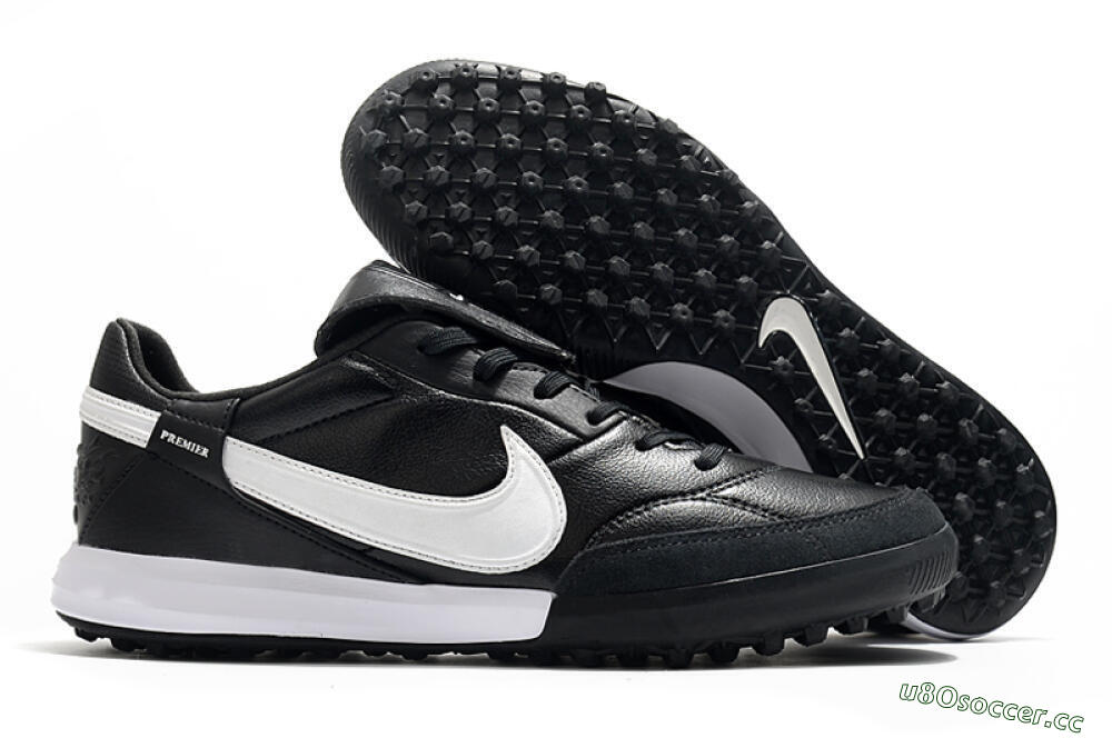 Men's Nike The Premier 3 TF Artificial Turf Low-Tops Football Shoes - Black/White 2