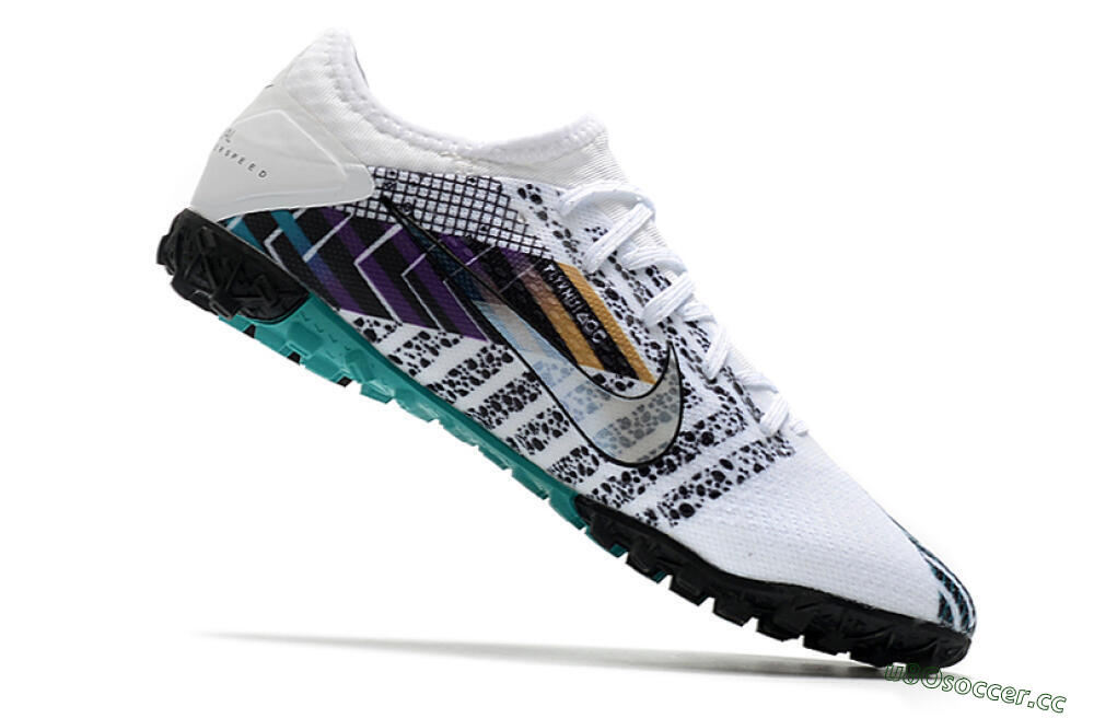 Men's Nike Mercurial Vapor 13 Pro TF Artificial Turf Low-Tops Football Shoes - White/Black/Jade 4