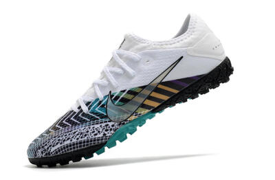 Men's Nike Mercurial Vapor 13 Pro TF Artificial Turf Low-Tops Football Shoes - White/Black/Jade